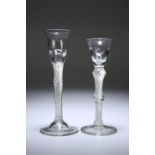 TWO AIR TWIST CORDIAL GLASSES, 18th CENTURY