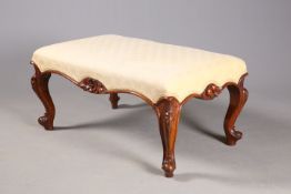 A LARGE VICTORIAN ROSEWOOD AND UPHOLSTERED STOOL