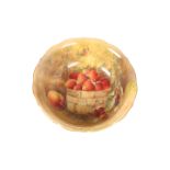 A ROYAL WORCESTER FRUIT-PAINTED STRAWBERRY BOWL