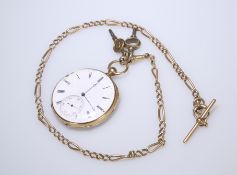 A QUARTER REPEATER OPEN FACE POCKET WATCH