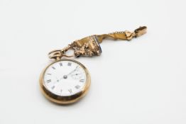 A WALTHAM POCKET WATCH WITH FOB AND DECORATIVE CHAINS