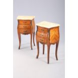 A PAIR OF MARBLE-TOPPED SIDE TABLES IN LOUIS XV STYLE