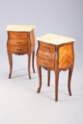 A PAIR OF MARBLE-TOPPED SIDE TABLES IN LOUIS XV STYLE