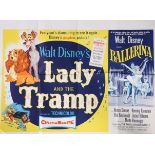 A SINGLE-SIDED WALT DISNEY DOUBLE FEATURE FILM POSTER, LADY AND THE TRAMP AND BALLERINA ,