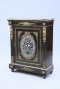 A FINE 19TH CENTURY PIETRA DURA AND GILT-METAL MOUNTED EBONISED CABINET