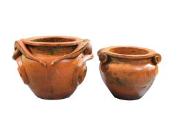 TWO HAND MADE TERRACOTTA PLANTERS BY WEST MEON POTTERY