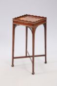 A CHIPPENDALE STYLE MAHOGANY KETTLE URN STAND