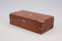 A LARGE VICTORIAN BRASS-BOUND MAHOGANY WRITING BOX