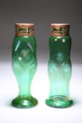 TWO ART NOUVEAU IRIDESCENT GLASS VASES IN THE STYLE OF LOETZ