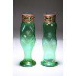 TWO ART NOUVEAU IRIDESCENT GLASS VASES IN THE STYLE OF LOETZ