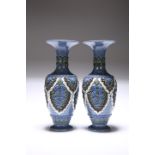 A PAIR OF DOULTON LAMBETH SILICON WARE VASES