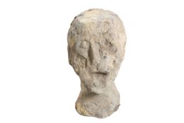 A CARVED SANDSTONE HEAD