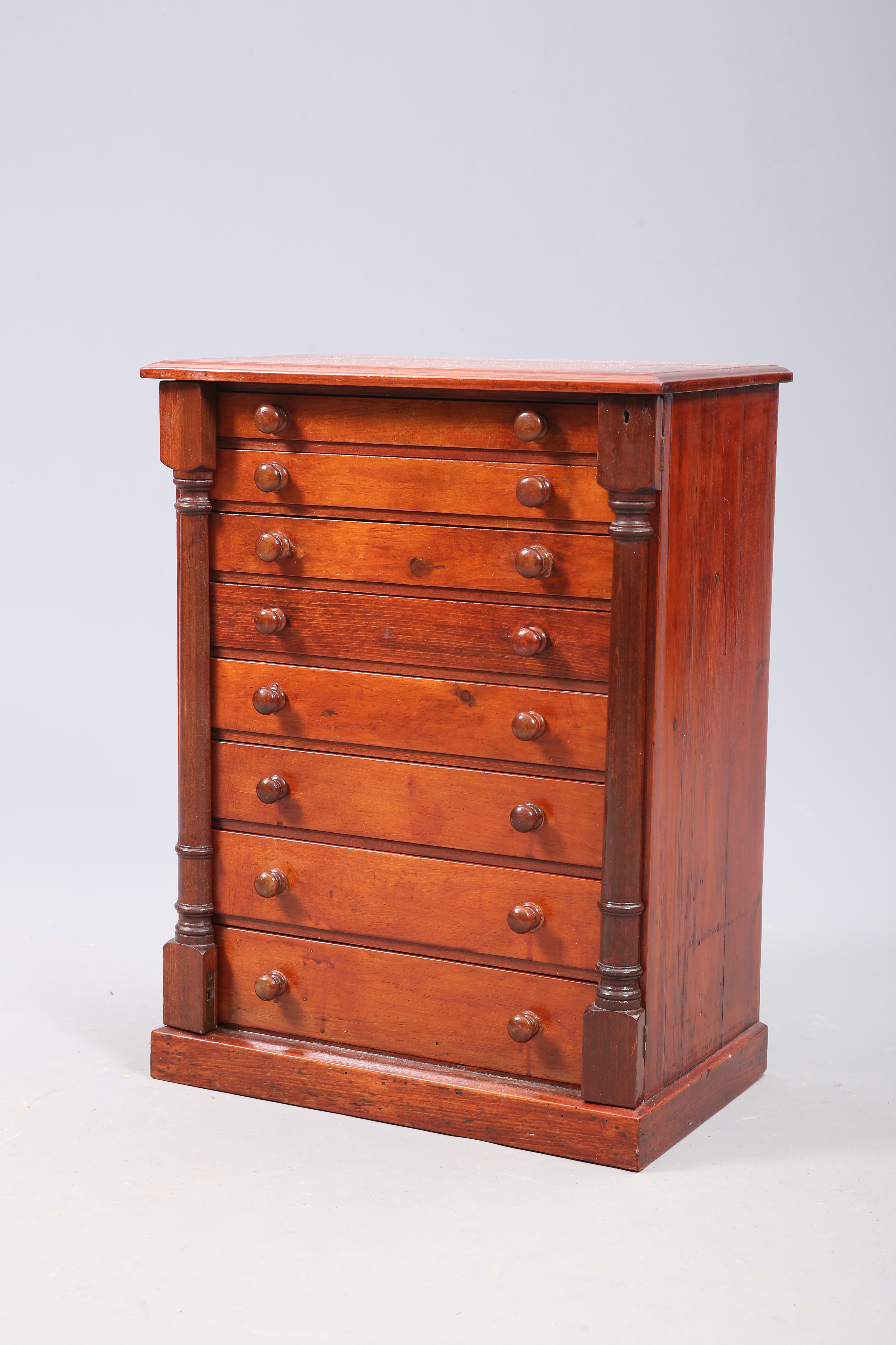 A VICTORIAN STAINED PINE COLLECTORS CHEST
