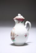 A PORCELAIN SPARROW BEAK JUG AND COVER IN CHINESE EXPORT STYLE