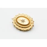 A MID VICTORIAN 9CT YELLOW GOLD AND SEED PEARL BROOCH