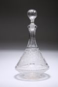 A VICTORIAN ETCHED GLASS DECANTER