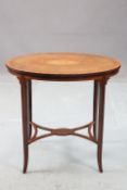 AN EDWARDIAN SATINWOOD AND INLAID MAHOGANY OCCASIONAL TABLE
