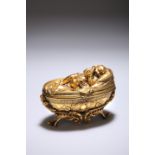 A 19TH CENTURY GILT-METAL JEWELLERY CASKET