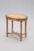 A LOUIS XVI STYLE GILTWOOD AND CANEWORK STOOL, 19TH CENTURY