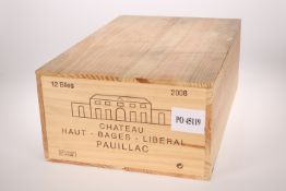 12 BOTTLES CHATEAU HAUT BAGES LIBERAL GRAND CRU CLASSE PAUILLAC 2008 (OWC)