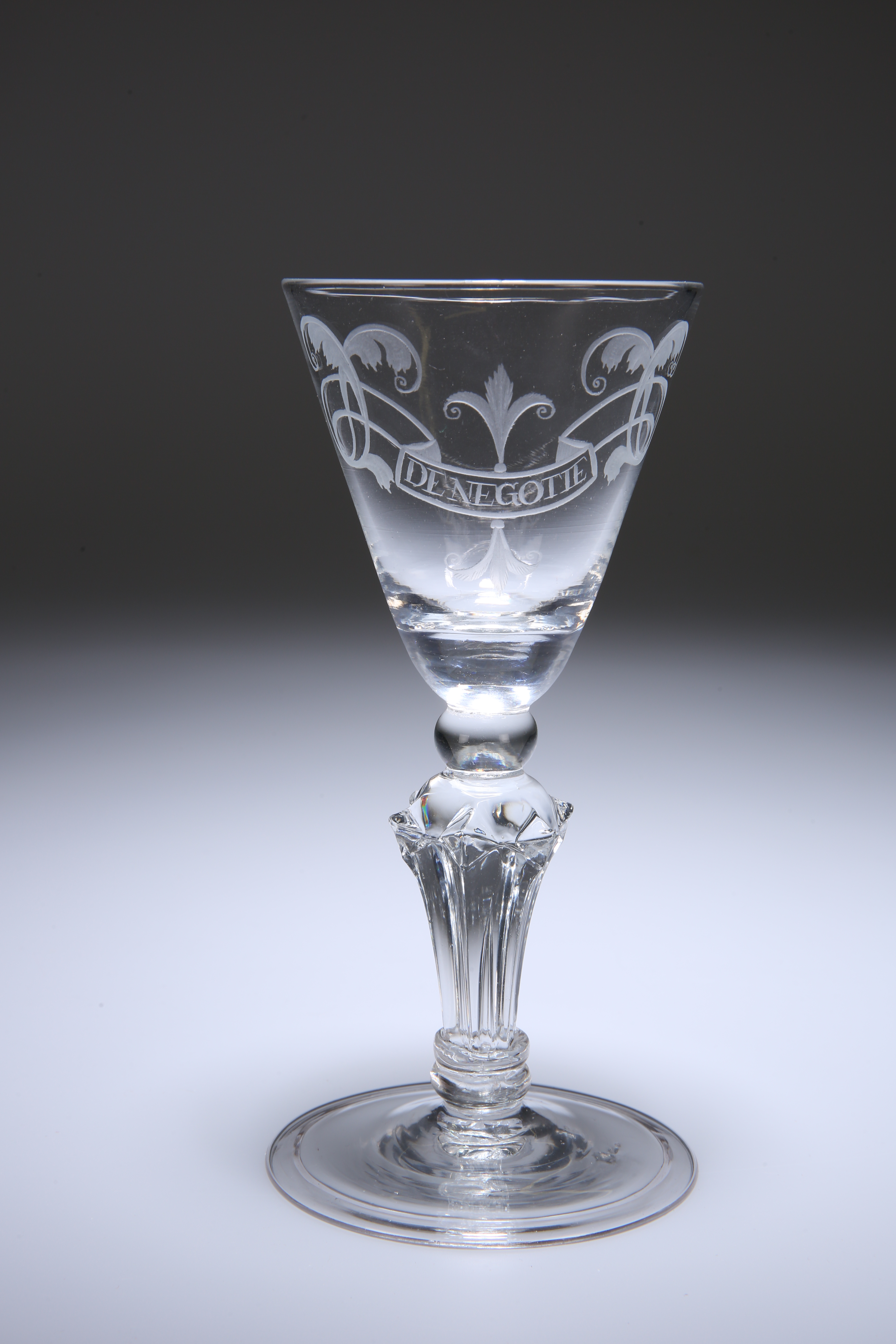 A ROUND FUNNEL BOWL WINE GLASS, c. 1750