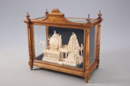 A SOLA PITH MODEL OF A SOUTH INDIAN HINDU TEMPLE