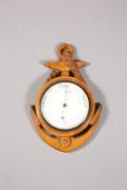 A VICTORIAN OAK "ANCHOR" BAROMETER, stamped with registration diamond. 38cm high