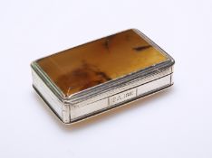 A VICTORIAN SILVER-MOUNTED AGATE SNUFF-BOX, BY NATHANIEL MILLS, BIRMINGHAM, 1839