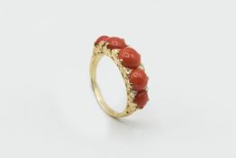 A VICTORIAN CORAL RING