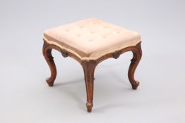 A VICTORIAN WALNUT AND BUTTONED STOOL