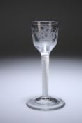 AN OGEE BOWL WINE GLASS, c. 1750