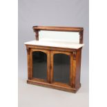 A VICTORIAN MARBLE TOPPED ROSEWOOD CHIFFONIER