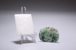 TWO CHINESE CARVED JADE PLAQUES
