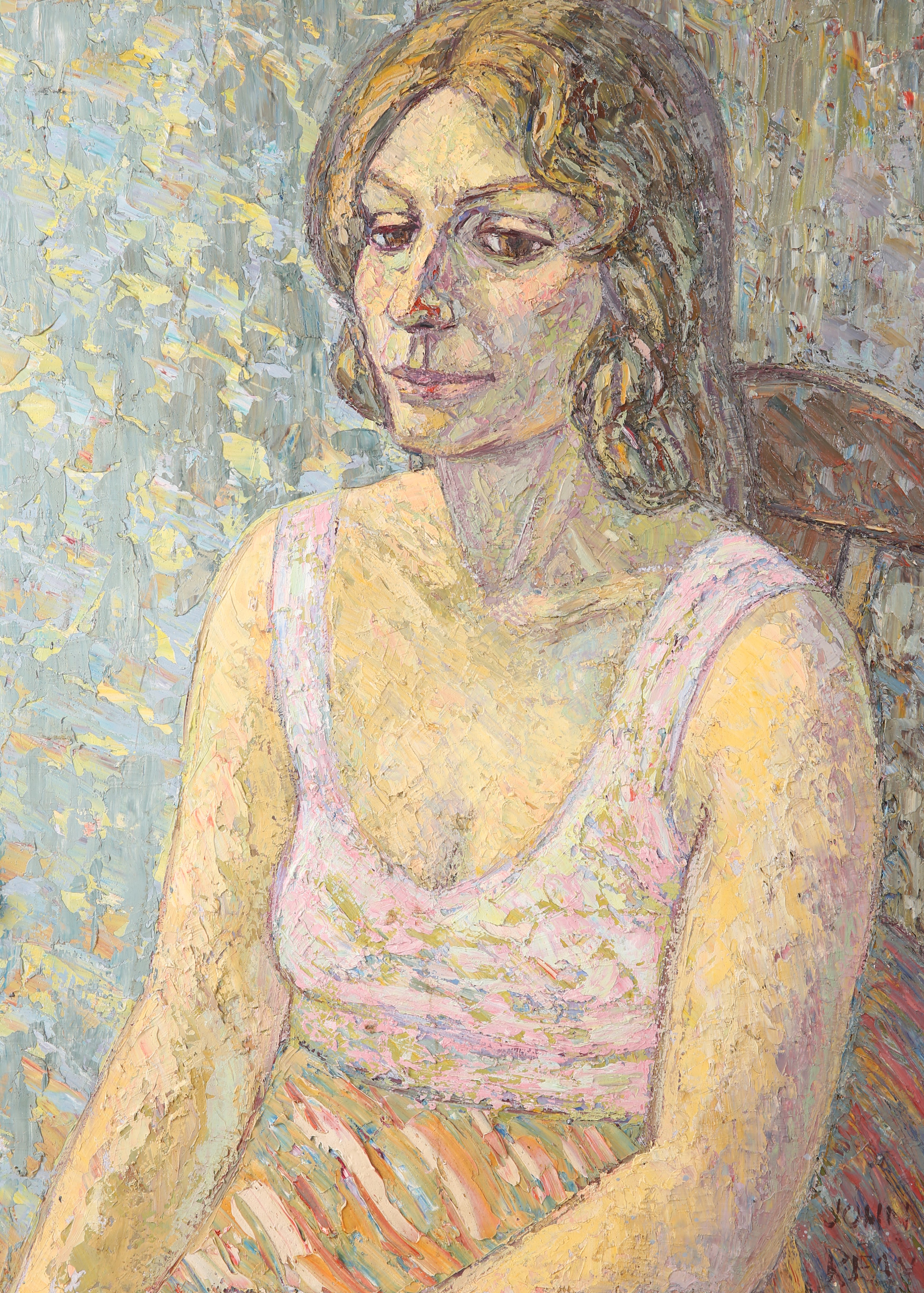 JOHN REAY, PORTRAIT OF A YOUNG LADY IN A PINK TOP