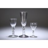 A GROUP OF THREE FACET STEMMED GLASSES, c. 1780