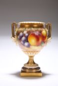 A ROYAL WORCESTER FRUIT-PAINTED VASE