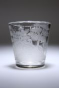 A LARGE BOHEMIAN GLASS TUMBLER, EARLY 19th CENTURY