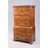 AN EARLY 18TH CENTURY WALNUT CHEST ON CHEST