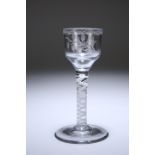 AN ENGRAVED CORDIAL GLASS, c. 1760