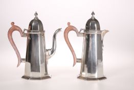 AN ELIZABETH II SILVER COFFEE-POT AND HOT-WATER JUG, BY MAPPIN AND WEBB, SHEFFIELD, 1959