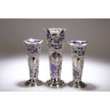 THREE VICTORIAN SILVER VASES, BY WILLIAM COMYNS, LONDON, ONE 1897 AND TWO 1899