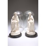 A PAIR OF VICTORIAN PARIAN FIGURES OF CLASSICAL MAIDENS