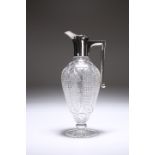 A GEORGE V SILVER-MOUNTED CUT-GLASS CLARET-JUG, BIRMINGHAM, 1923, MAKER'S MARK RUBBED