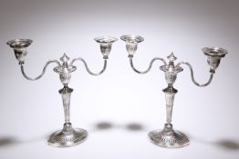 A PAIR OF VICTORIAN SILVER TWO-LIGHT CANDELABRA, RICHARD MARTIN AND EBENEZER HALL, SHEFFIELD, 1900