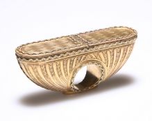 A CONTINENTAL GILT-METAL DOUBLE SNUFF BOX OF ROUNDED NAVETTE FORM