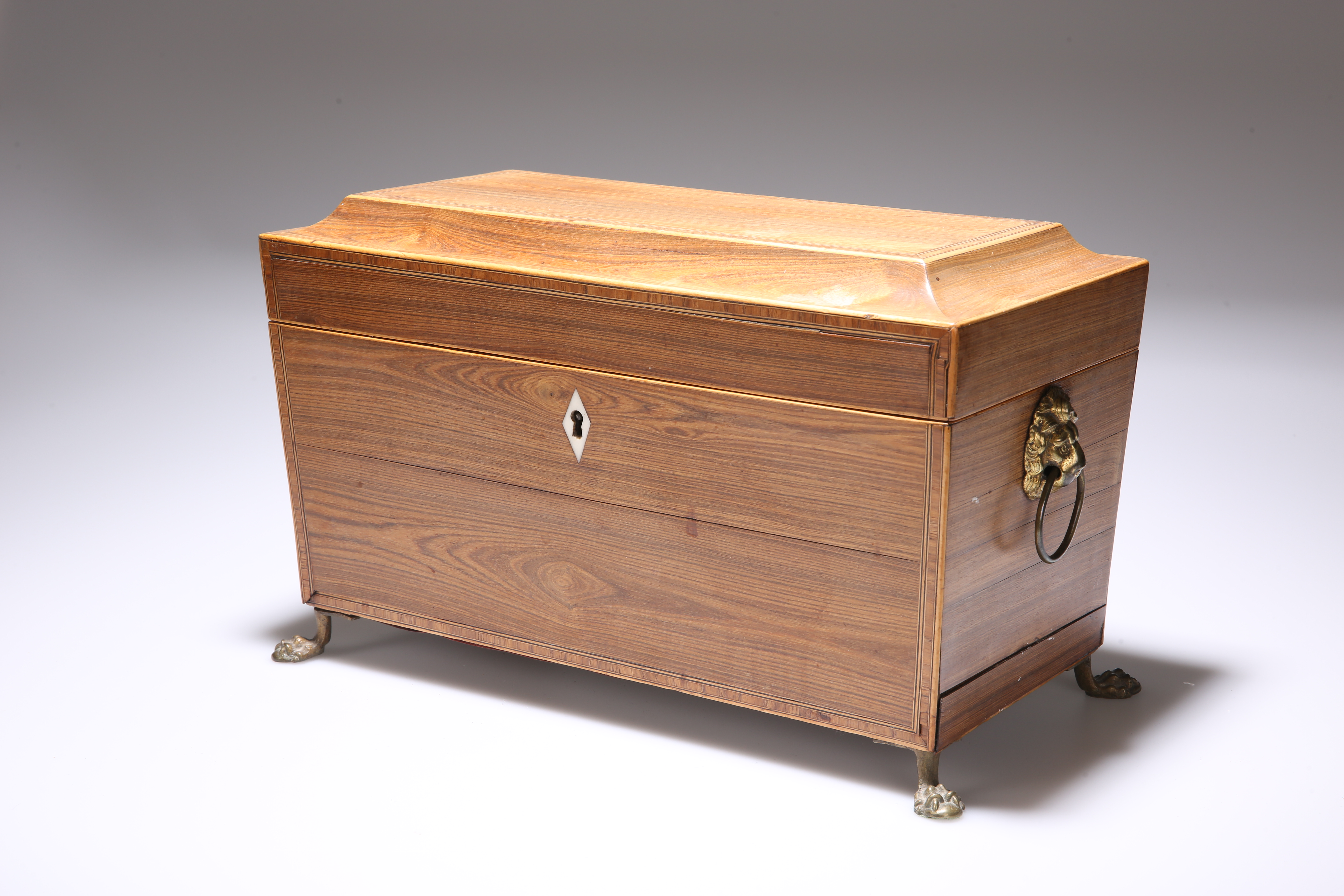 A REGENCY ROSEWOOD TEA CADDY