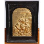 A 19TH CENTURY GILDED COPPER PLAQUE, THE DESCENT FROM THE CROSS