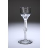 A FINELY ENGRAVED WINE GLASS, c. 1750
