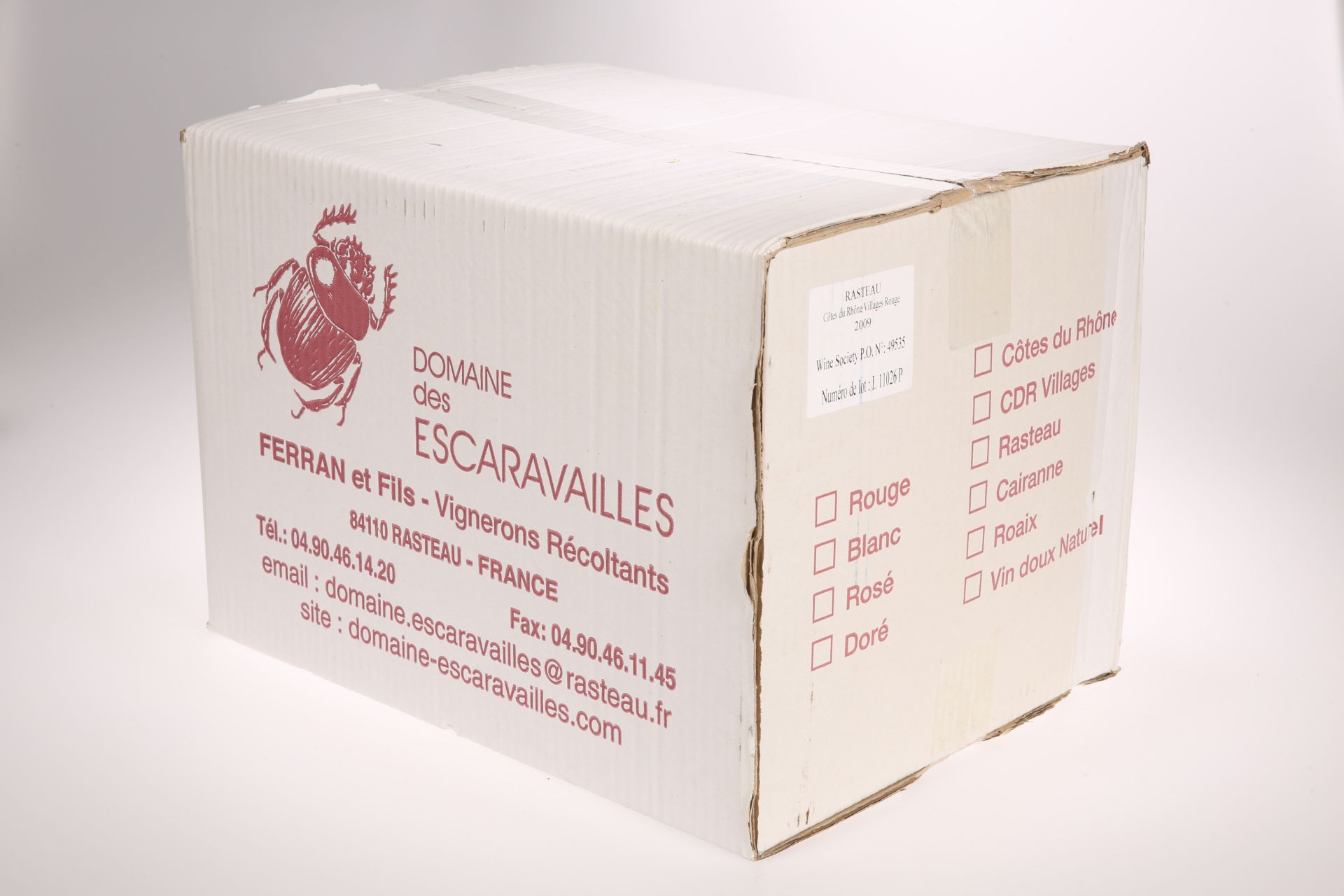 12 BOTTLES RASTEAU COTES DU RHONE VILLAGES "LE PONCE" DOMAINE DES ESCARAVAILLES 2009