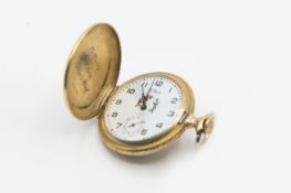 A GOLD PLATED LE GRAN FULL HUNTER POCKET WATCH